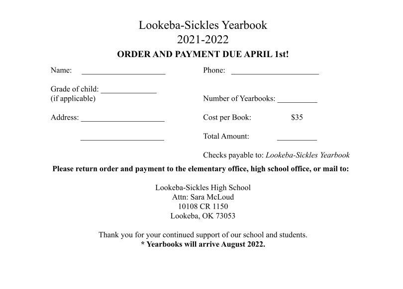 Yearbook Order Form